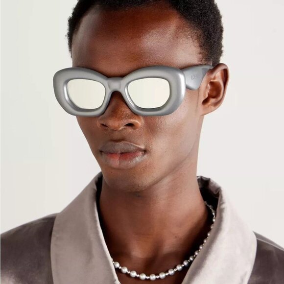 NEW LOEWE UNISEX SUNGLASSES LOEWE LW40117I 20C SILVER EYEWEAR - Picture 6 of 7